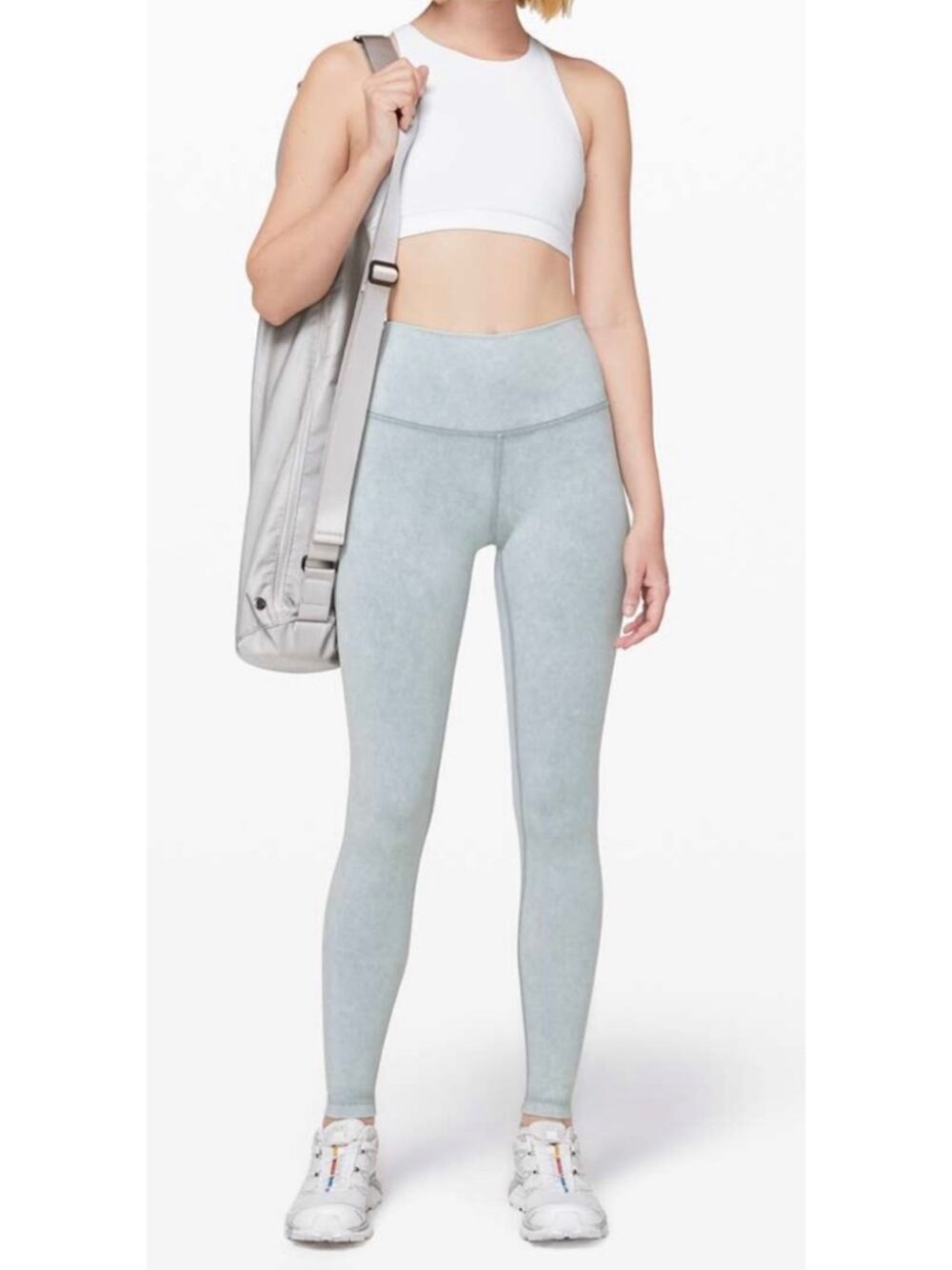 LULULEMON WUNDER UNDER HIGH RISE SHOW WASHED CHAMBRAY LEGGINGS; 8